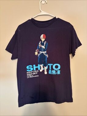 Shoto Todoroki Graphic Tee - Black with Red & White Accent
